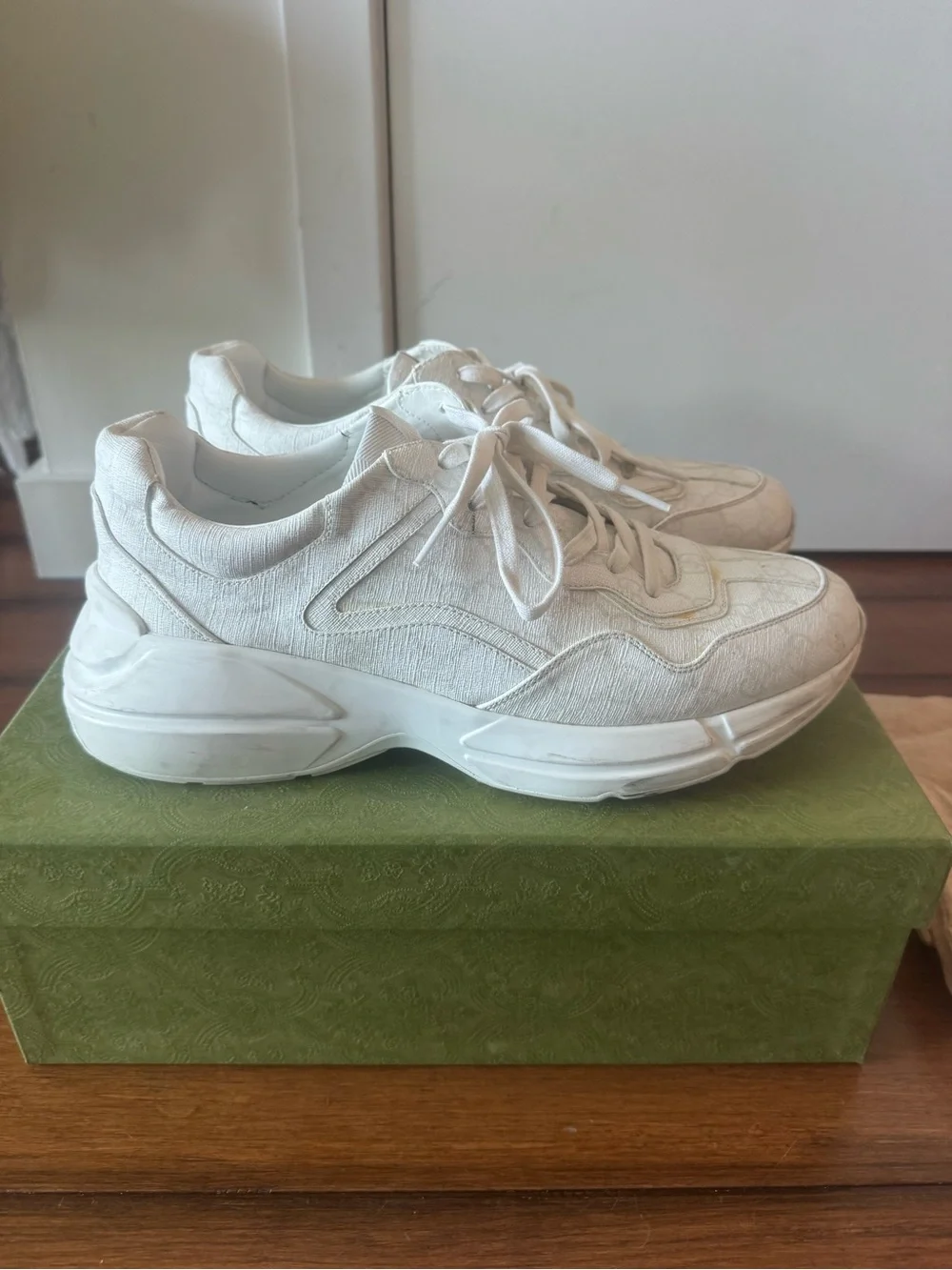 Gucci White Chunky Mesh & Leather Sneakers